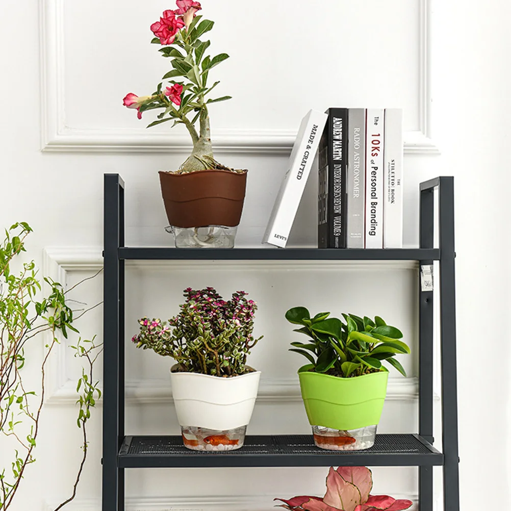 

2pcs Self watering Plant Pot Large Plastic Planter Automatic Water absorbent Flowerpot Drought resistant Vases Breathable Rust