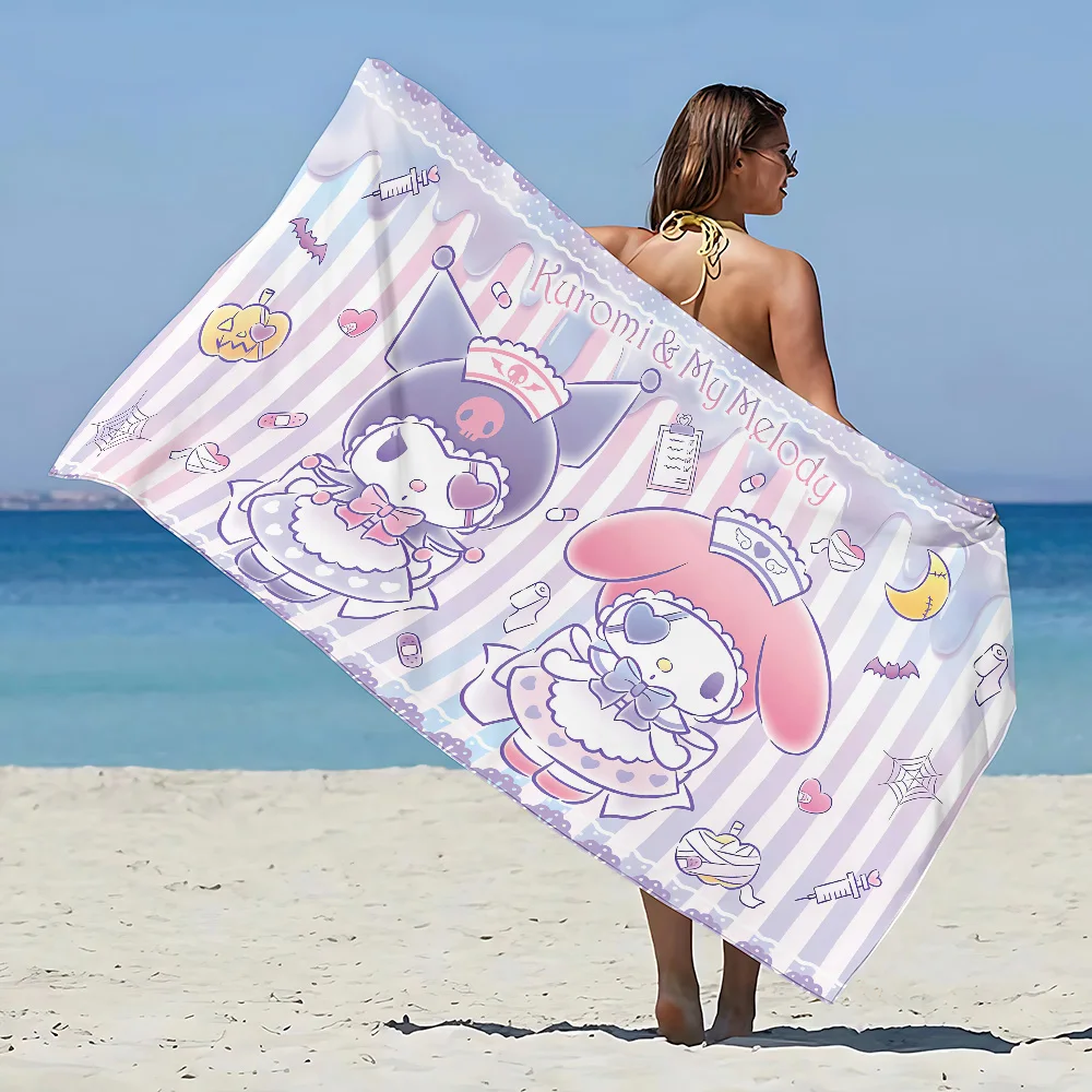 Kuromi-Toalla de playa Y2K de dibujos animados para mujer, Toalla de microfibra sin arena, secado rápido, suave, a prueba de arena, regalo para viajes, ducha y Camping