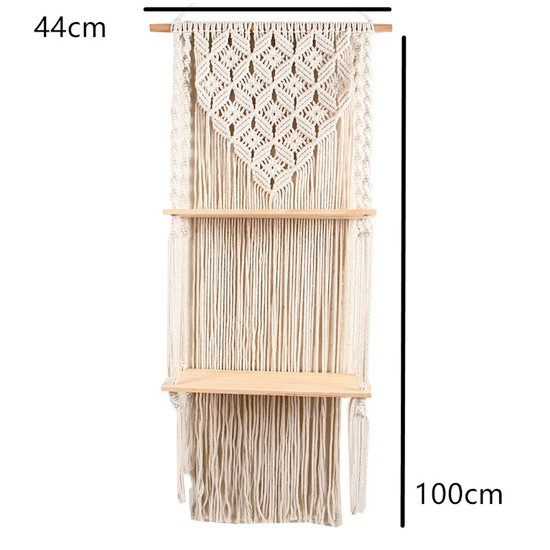 Boho Woven Wood Shelf Tapestry Cotton Rope Wall Floating Shelf Exquisite Workmanship Minimalist And Durable Tapestry