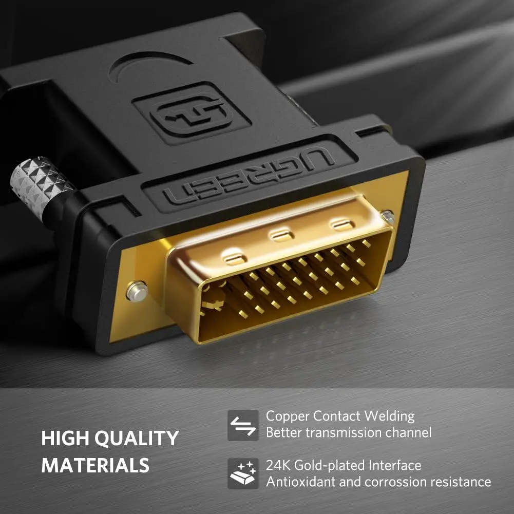 Adaptador UGREEN DVI a VGA DVI-I 24 + 5 macho a VGA HD15 hembra adaptador convertidor 1080P para computadora