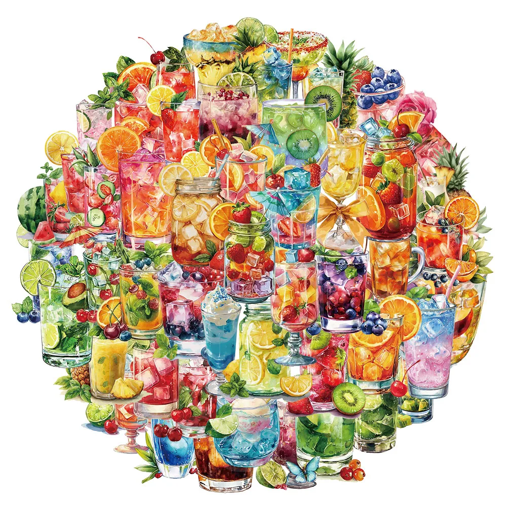 

50PCS Summer Beverage Cartoon Stickers DIY Handmade Materials Phone Cases Laptop Luggage Stickers