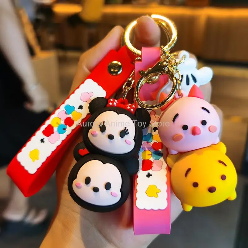 

New Anime Cartoon Disney Keychain Mickey Mouse Minnie Figure Donald Duck Piglet Kawaii Key Chain Model Kids Toys Gifts
