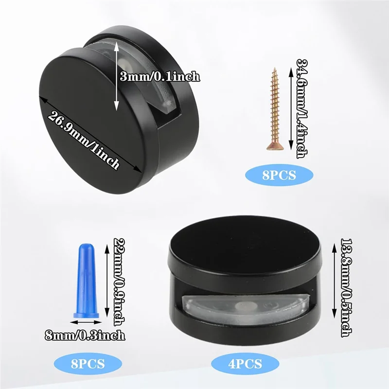 Matériel de montage de miroir, 4 pièces, supports réglables sans cadre, Kit de fixation de miroir suspendu avec ancres à vis de service