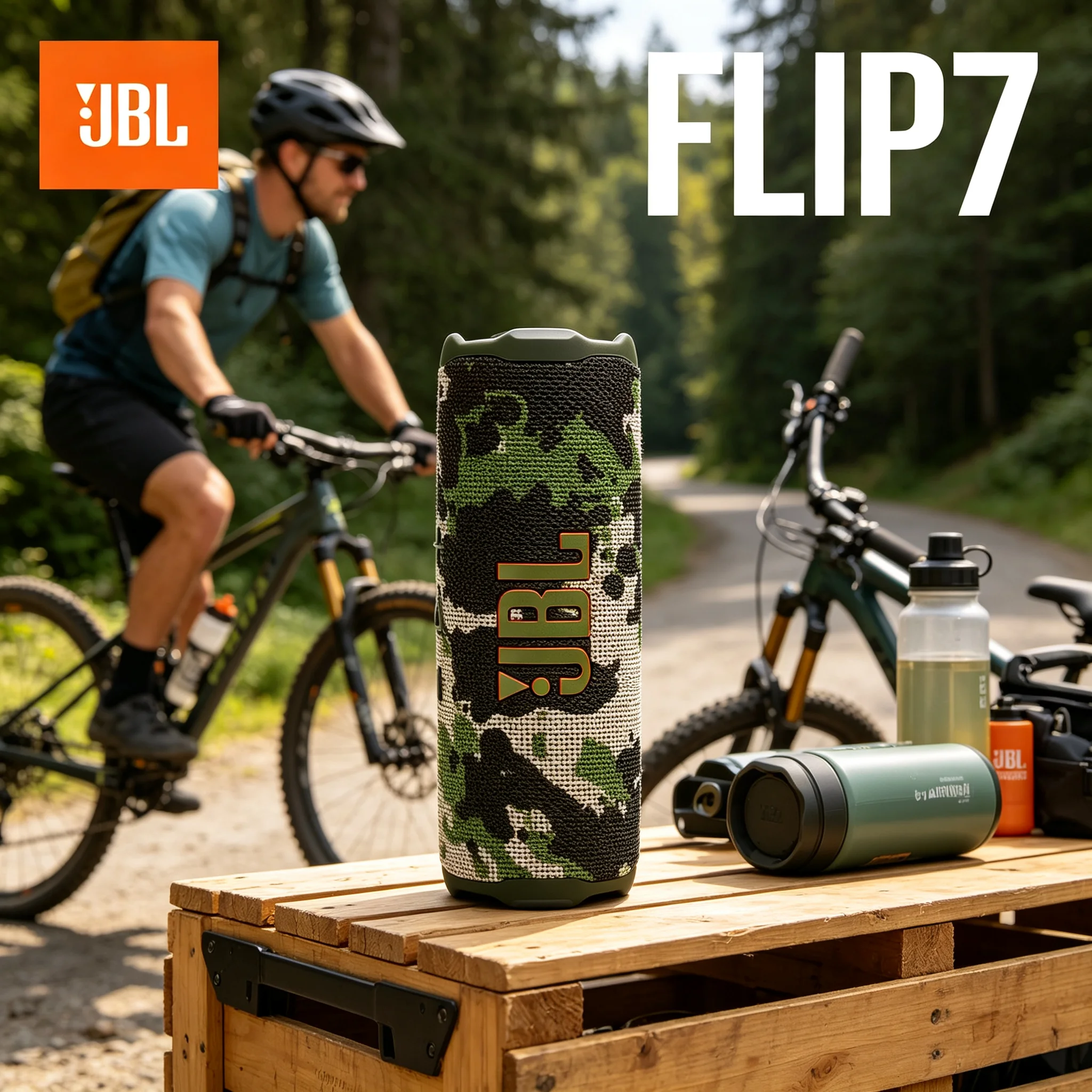 JBL FLIP7 Authentic Wireless Audio Speaker, 16 Hours Playback, IP68 Rated, Built-in Carabiner for Easy Carry on Outdoor Trips