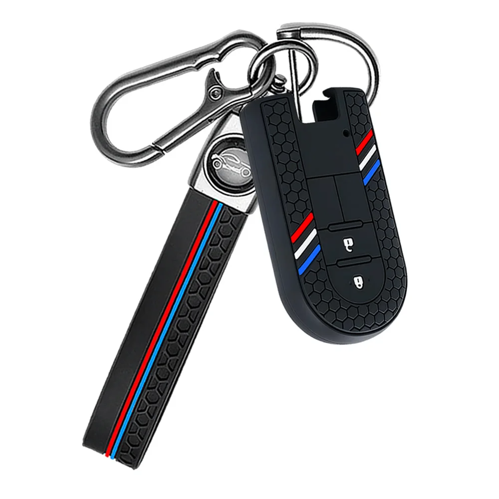 Silicone Key Cover With Chain For Toyota Rush Avanza Veloz For Daihatsu Tanto Custom LA600S Movecanvas LA800S Terios Non Slip