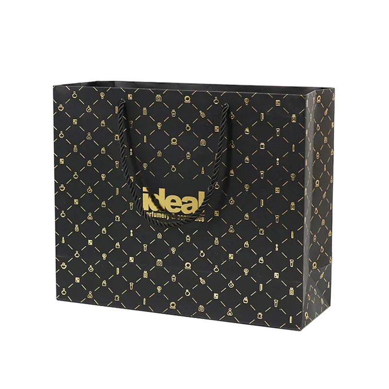 Premium crocodile skin texture paper with gold foil logo paper bag packaging box China Manufacturer White Luxury Printed