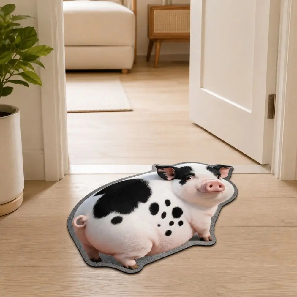 Crystal Velvet 3D Pig Floor Mat Realistic 40×60CM Bathroom Carpet Water-absorbing Non-slip Bedroom Door Rug Home Decor