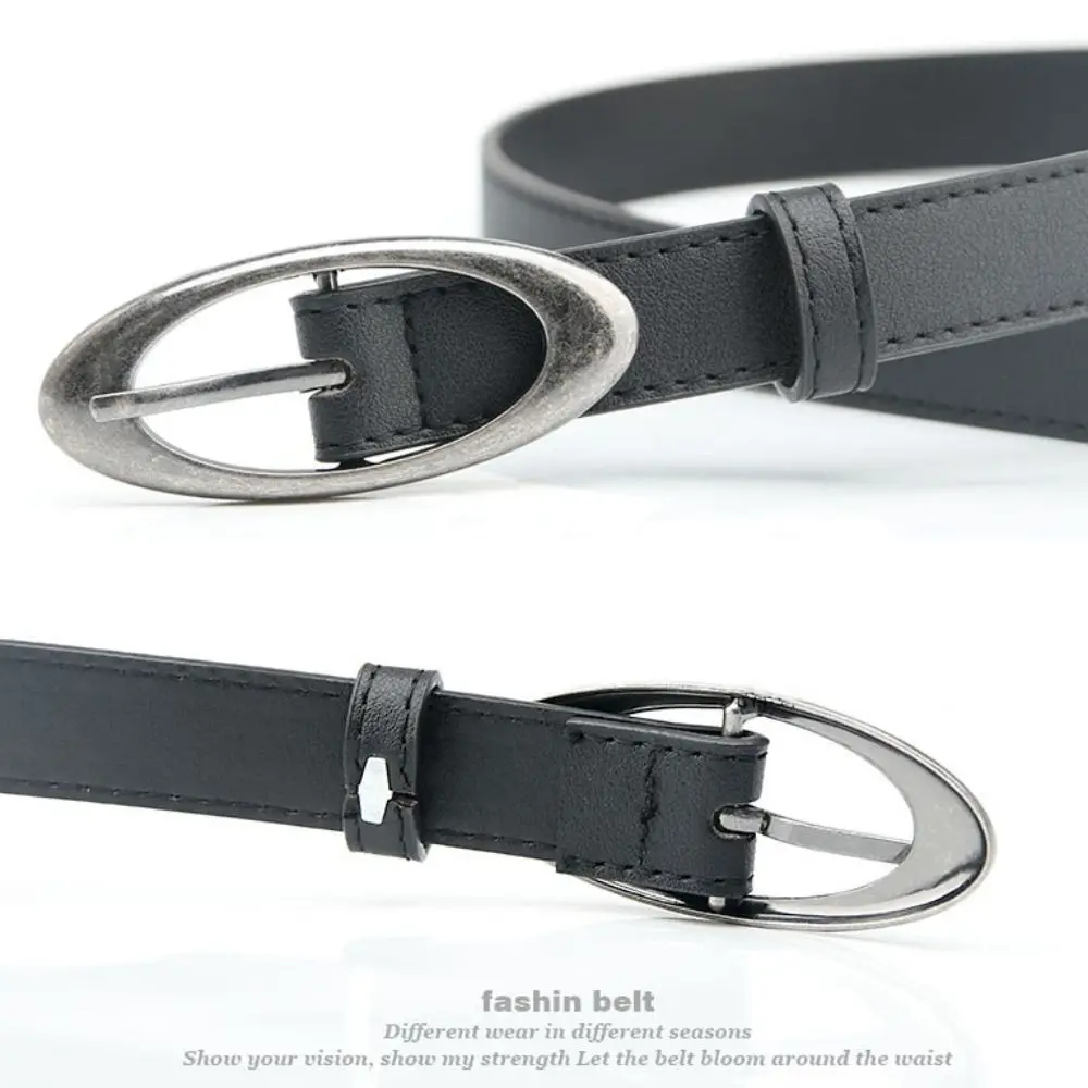 Casual PU Leather Belt Elliptical Alloy buckle Buckle Waistband Thin Jeans Belt Women