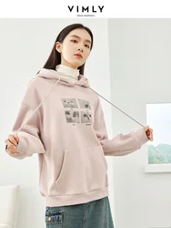 Vimly Women Oversize Pullover Hoodies Fleece Hooded Graphic Sweatshirt Long Sleeve Tops 2024 Spring Casual Female Clothing M5631