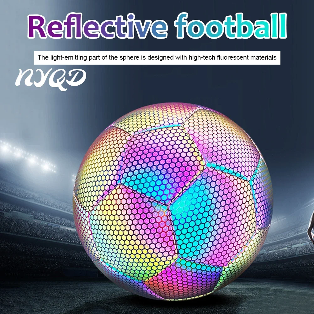 

Reflective Soccer Ball Night Glow in the Dark Footballs for Student Teenagers Team Training Luminous Balls Sports Game Equipment