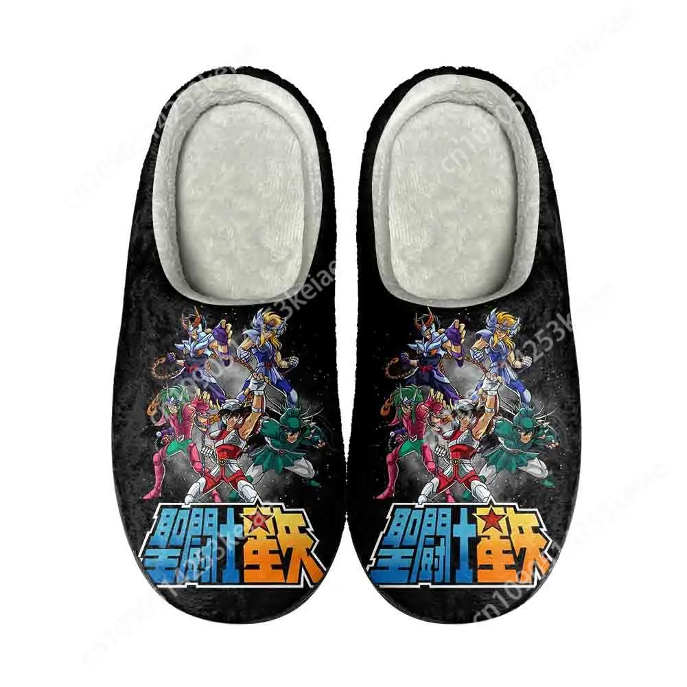 Pantoufles personnalisées en coton Anime Saint Seiya pour hommes et femmes, chaussures thermiques, garde au chaud, décontracté, peluche, amusant, maison, haute qualité, mode