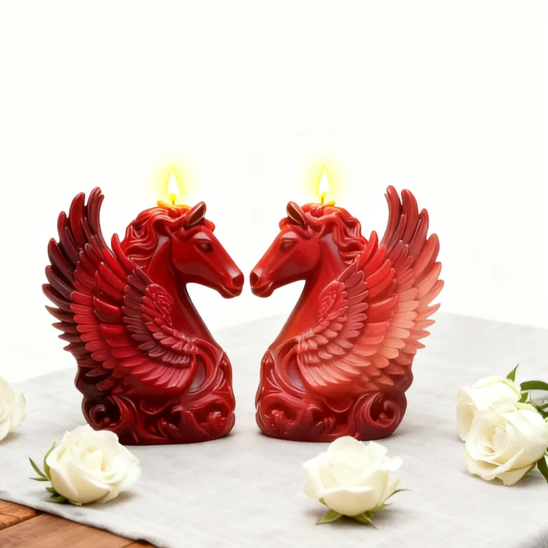 3D Animal Candle Silicone Mold Dragon Fox Pomeranian Pegasus Flamingo Leopard Peacock Hamster Aroma Soap Craft Plaster Mold view 4