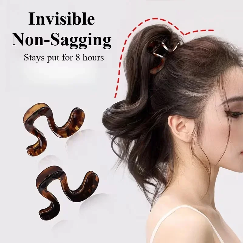 2 nouvelles épingles à cheveux élégantes et courbées pour femmes avec queue de cheval haute, conçues pour l'arrière de la tête