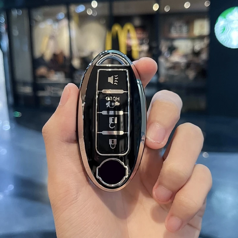 For Infiniti Nissan Altima Maxima Murano Rogue Sentra 370z Fashion TPU Car 4 Button Key Case Fob Keychain Protector Accessories
