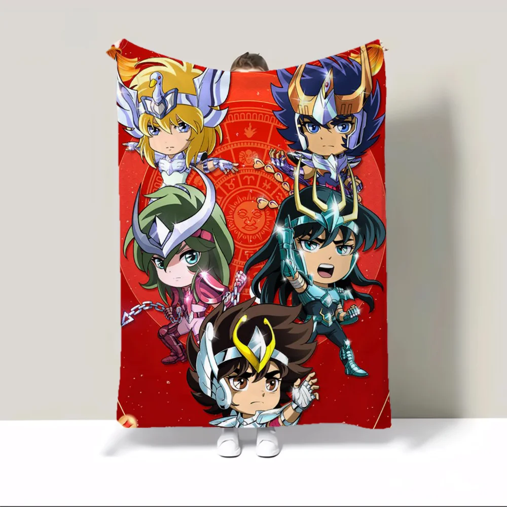 Saint Seiya Children\'s Blanket King Size Fluffy Soft Blankets and Throws Microfiber Bedding Knitted Plaid Bed Throw Beach Towel