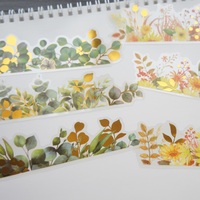 15 Sheets Green Yellow Leaves Gathered In Heaps Design PVC Sticker Gift Tag Decoration Scrapbooking DIY Sticker