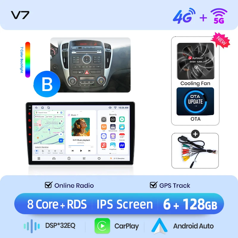 Junsun draadloze CarPlay Android Auto autoradio voor Renault Master 3 / Nissan NV400 / Opel Movano B (X62) 2010-2021 met ingebouwde koelventilator, Android GPS navigatie, multimediaspeler, WiFi, DSP,