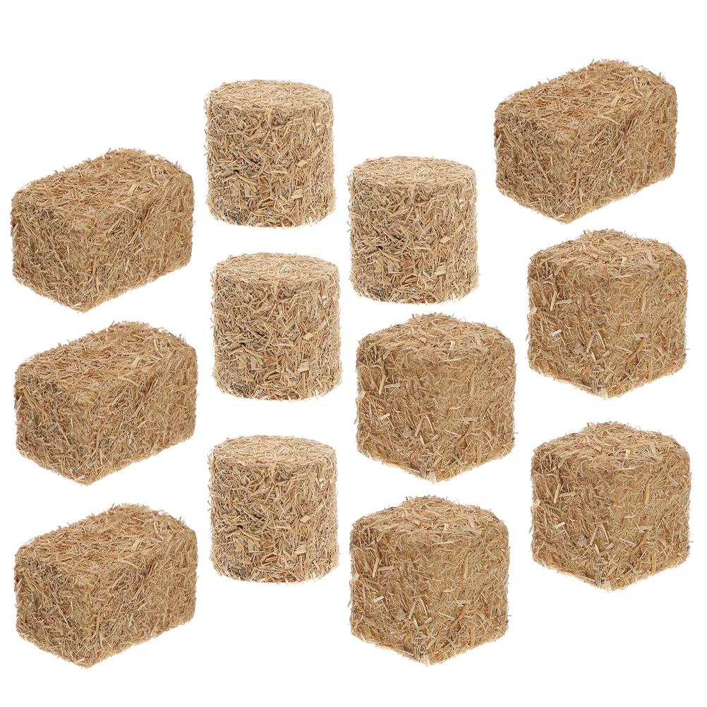 

12 Pcs Yard Scene Decor Garden Ornament Haystack Mini Bales Home Decorative Animal