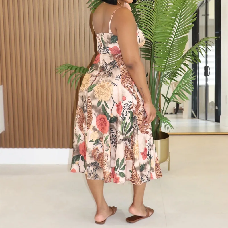 Slergiri Women's Floral Print Knot Front Cami Dress 2025 Summer Sexy Beach Vacation Elegant A-line Split Long Dresses