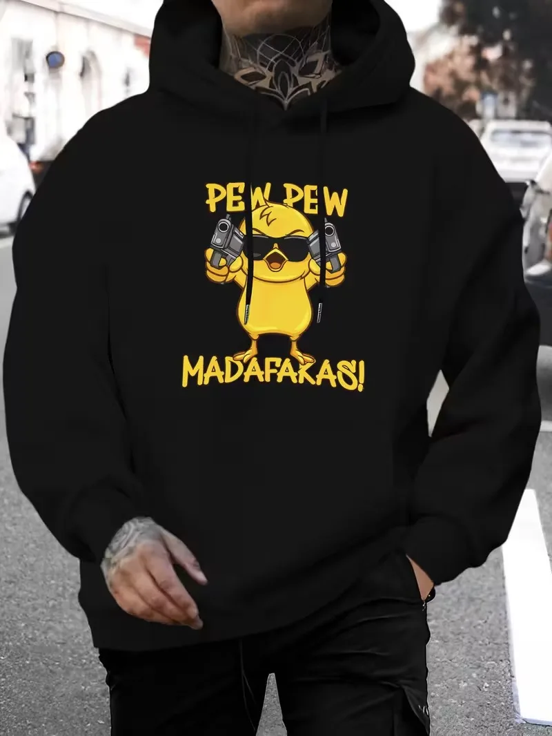

Men's loose hooded sweatshirt 270g - Fun pattern print, Christmas and Valentine's Day designs.