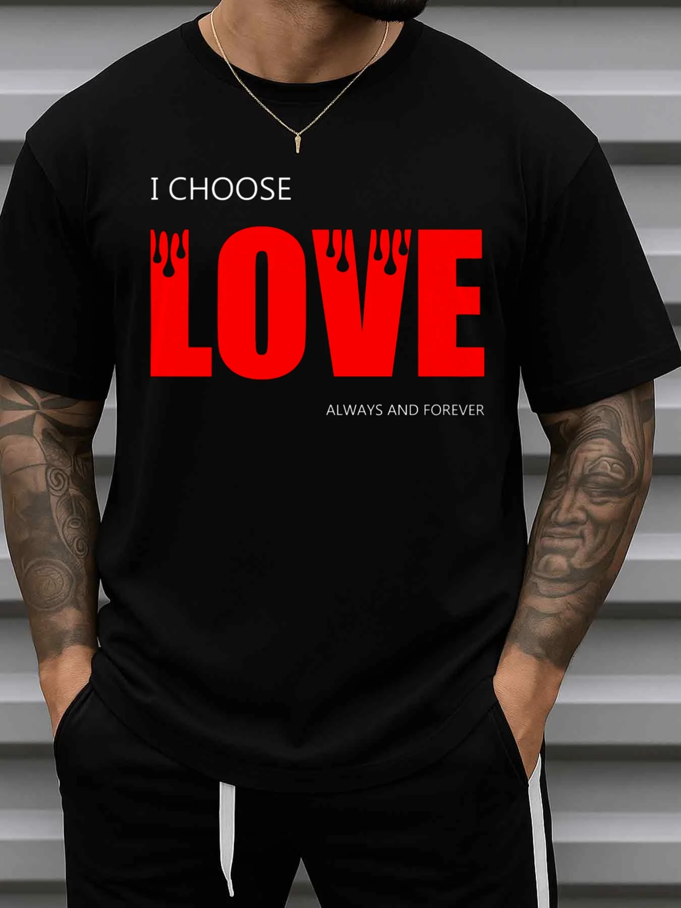 I Choose to Love the Fun Men's T-Shirt in Black, with Stylish Print, Round Neck, Short Sleeves, Casual Sportswear, Suitable for All Seasons, Perfect for Weekends and Casual Occasions, Greenink