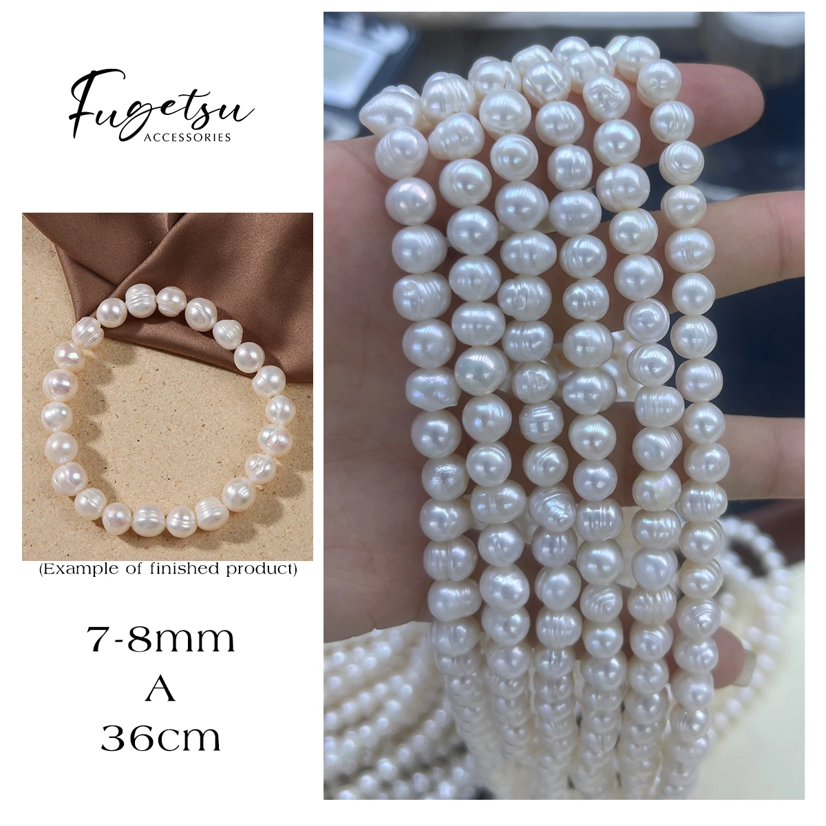 

7-8mm A Natural Freshwater Pearl Near Round Beads Charms for DIY Women Men Necklace Bracelets Jewelry Making Accessories