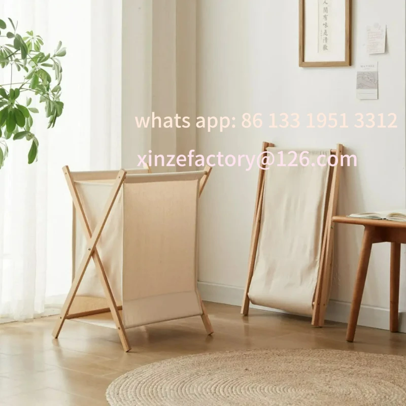 

Customizable Folding Dirty Clothes Storage Basket Laundry Basket Home Bamboo Wood Laundry Portable Multifunction