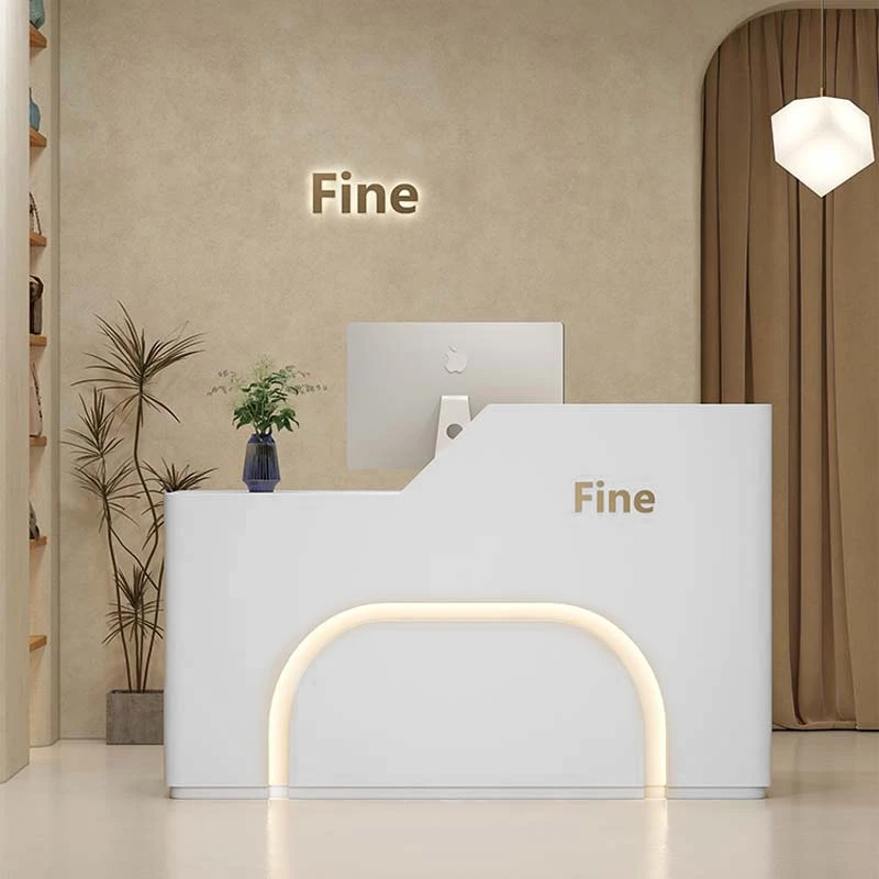 オーガナイザーがデザインしたレセプションデスク、モダンなショップ、ビューティーホワイトバー、高級ホテルのレセプションデスク、レストラン、事務所、ラウンジ家具