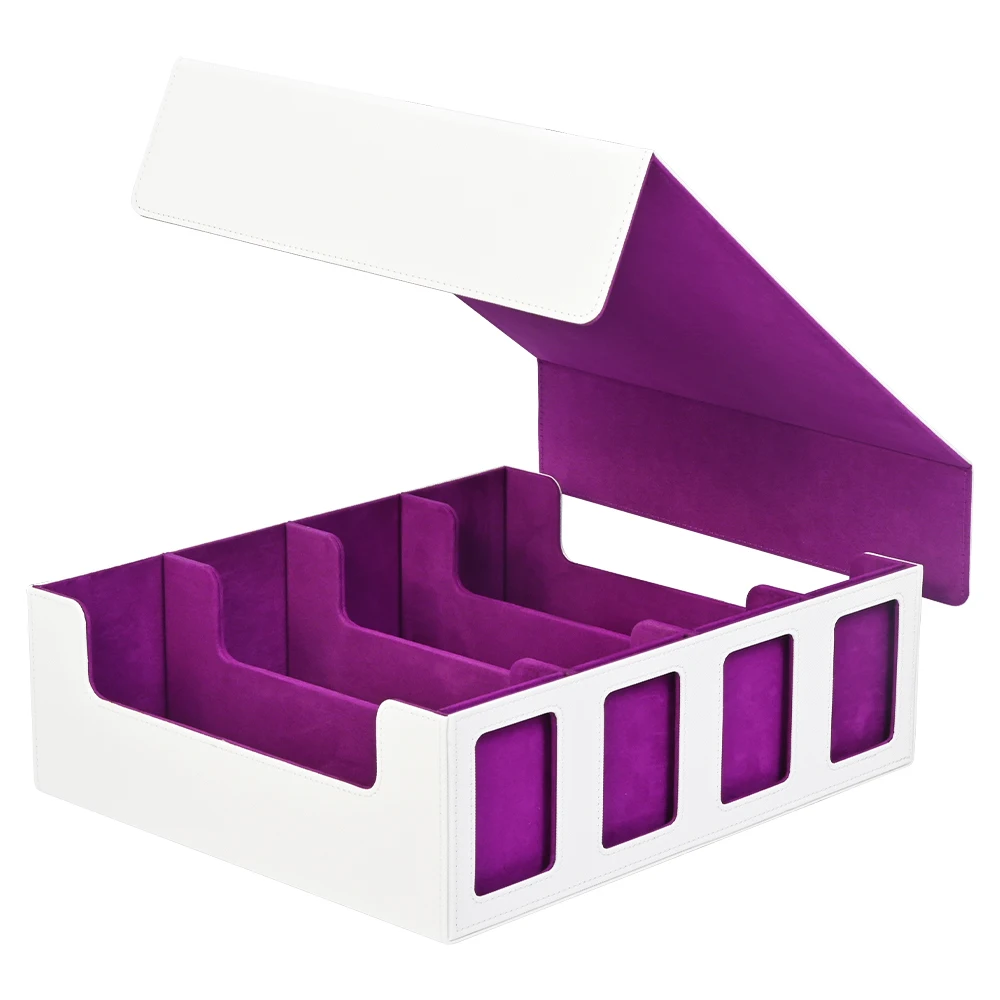 صندوق تخزين بطاقات التداول مع نافذة عرض، 2400+ صندوق سطح السفينة لـ TCG مع غطاء قابل للإزالة، يناسب البطاقات الرياضية Magic CCG PTCG