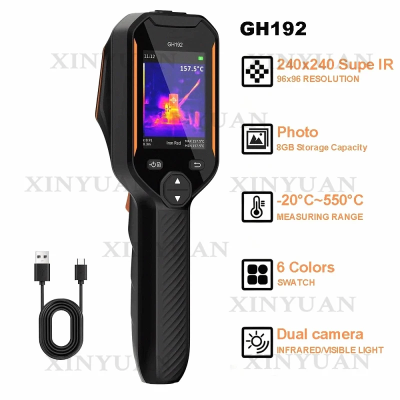 Thermal Camera with Visual Camera 240x240 Super Resolution Thermal Imaging Camera -20°C to 550°C IP54 Infrared Camera
