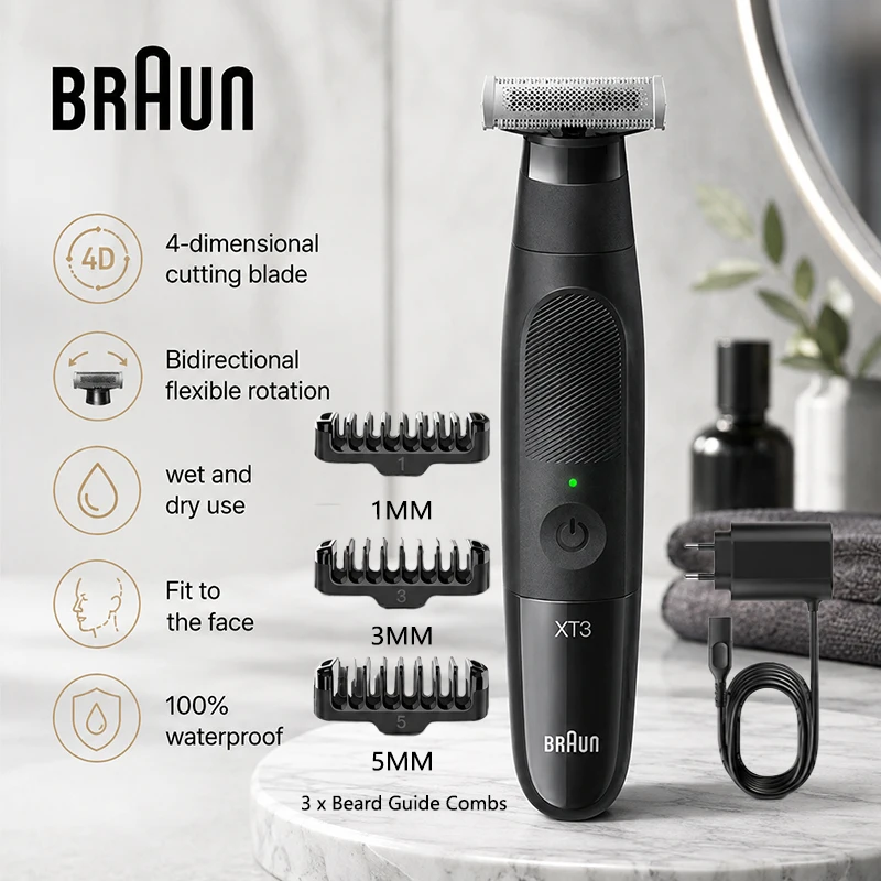 Braun BNXT3 Electric Shaver Wet Dry Waterproof Electric Trimmer Men's Facial Trimmer Shaving Tool Set Beard Facial Cleaning