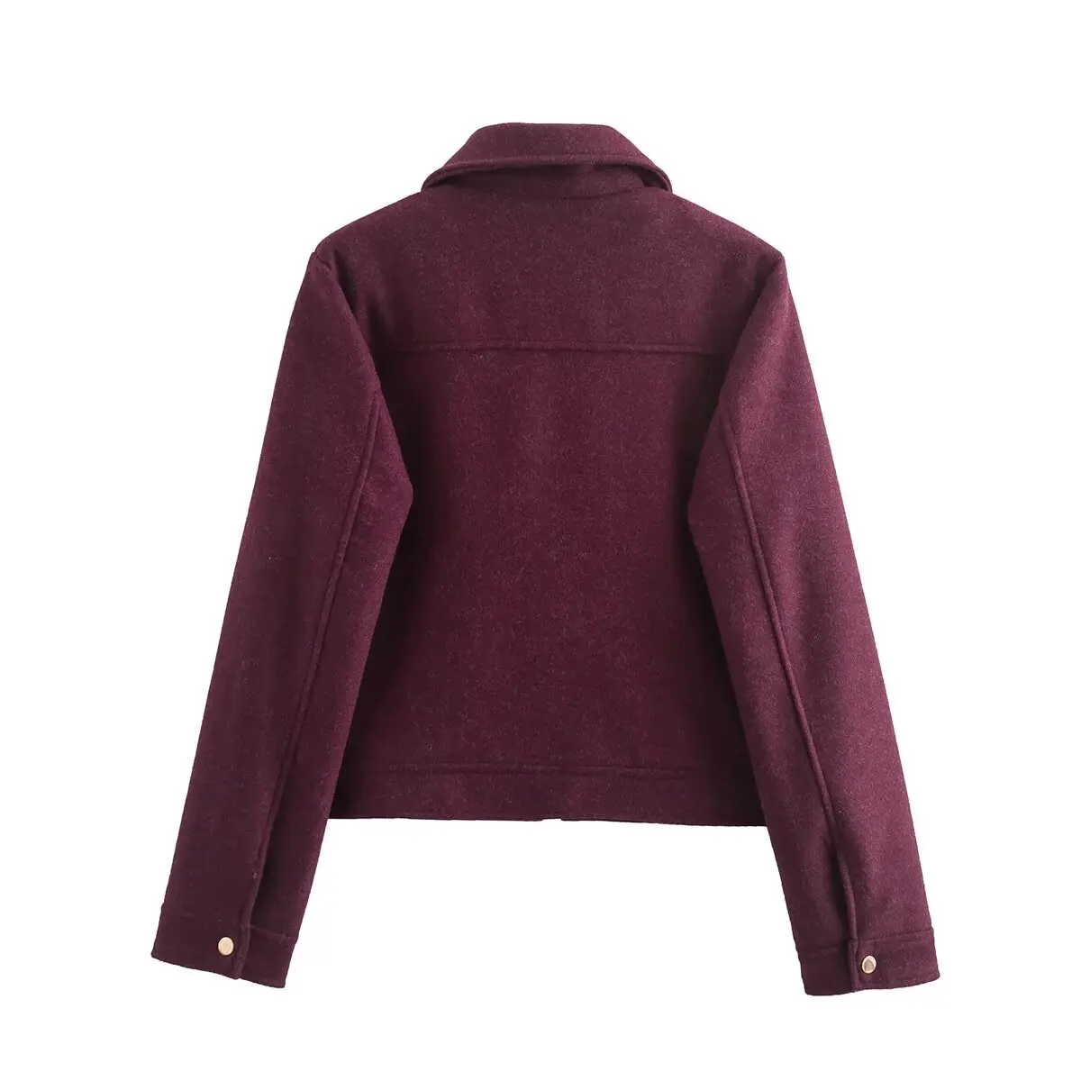 Woollen Woman Vintage Jacket Zipper  Pocket Casual Long Sleeve Short Coat 2024 Ladies Autumn High Street Elegant Outwear