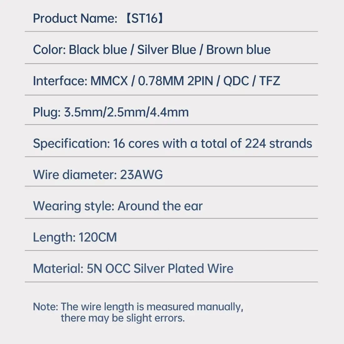KBEAR ST16 5N OCC wire plated with silver Gold-plated Plugs in 3.5 MM MMCX/ 0.78 2Pins / QDC Pins optional - view 6