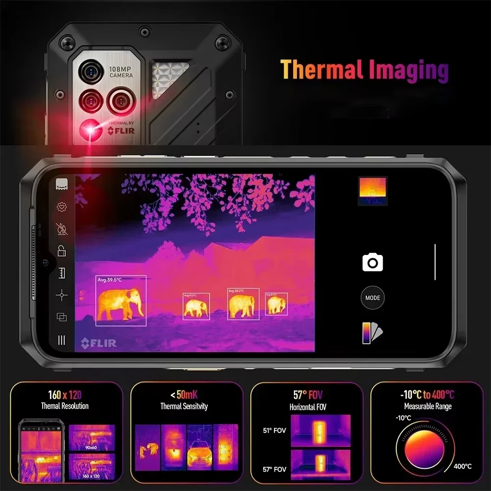 Ulefone Power Armor 18T Ultra 5G Rugged Smartphone Android 12GB+512GB Mobile Phone Thermal Imaging 108MP Camera 9600mAh 66W NFC