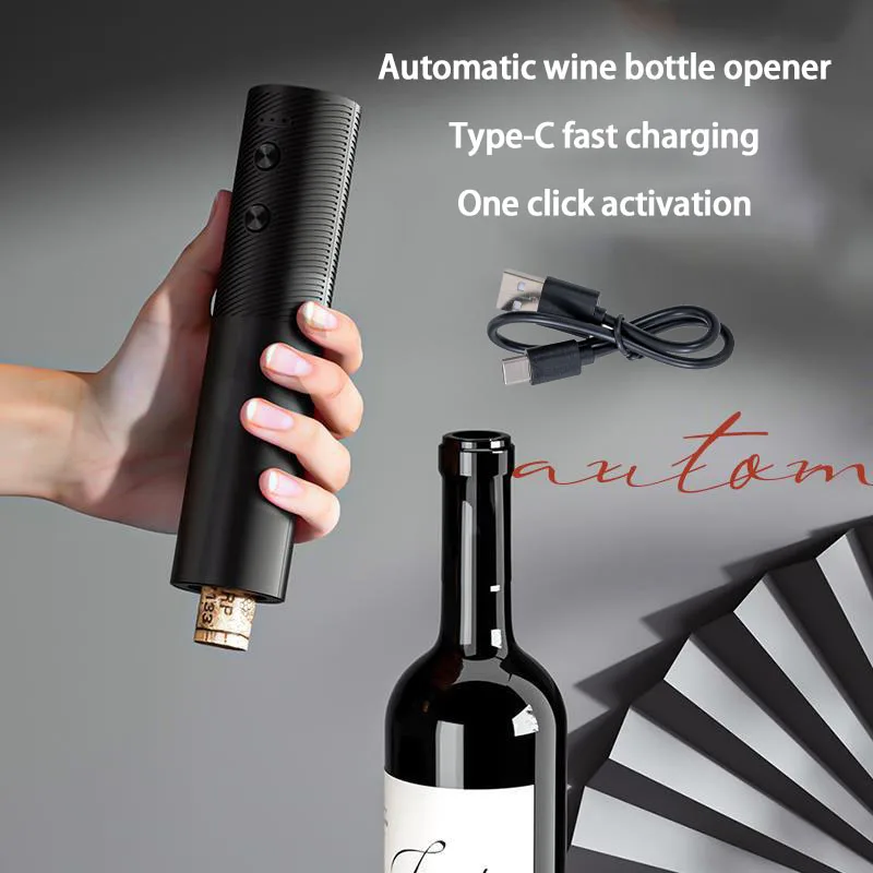 Automatic Wine Bottle Opener USB Rechargeable Electric Wine Corkscrew Opener One-click Button Wine Tools Bar Kitchen Products