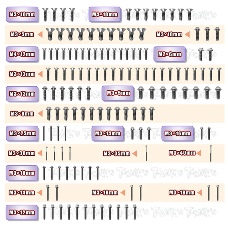 Original T works TSSU-XB8E'21 64 Titanium Screw set ( UFO Head ) 134pcs.( For Xray XB8E 2021 )sssional Rc part