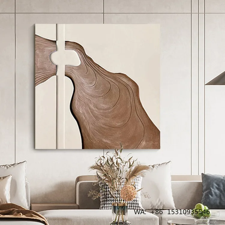 Modern Mid Century Modern Three-dimensional Relief Abstract Crystal Carved Sandstone Hanging Decorative Painting Frameless Solid