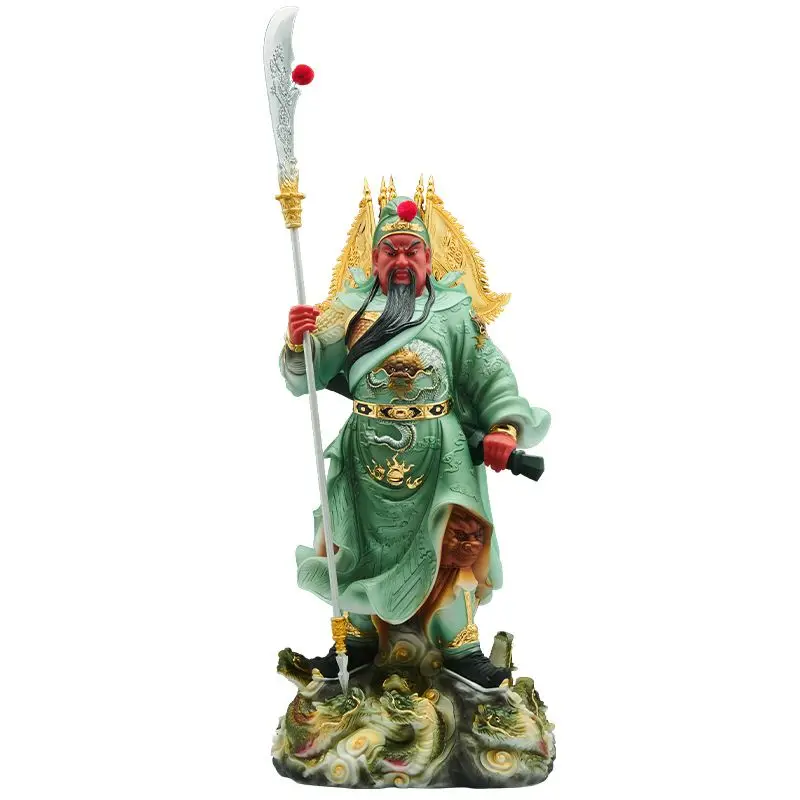 White marble Kowloon Guangong ornament, home offering, shop decoration Buddha statue