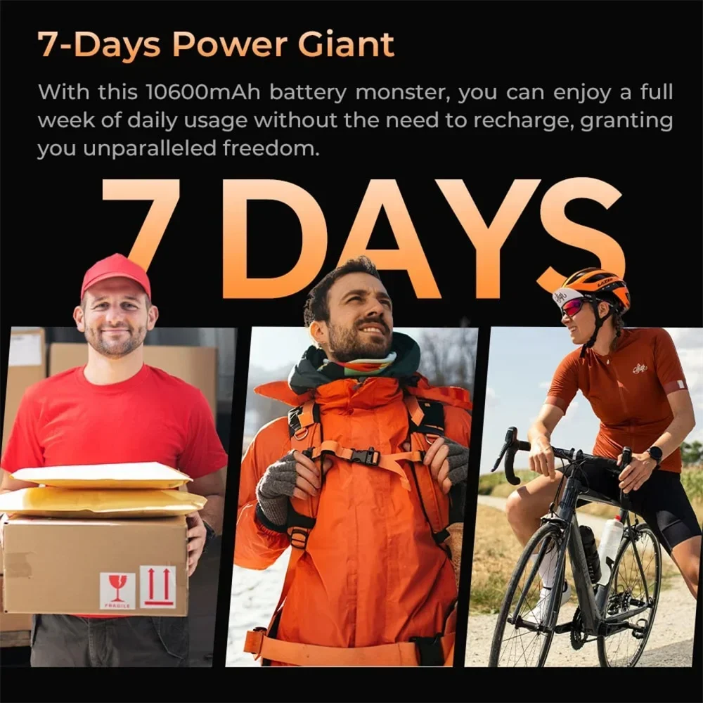 Oukitel WP38 4G Rugged Phone 10600mAh Battery 12GB RAM+256GB ROM Mobile Phones 13MP 6.52" HD+ Display Smartphone Android 13 NFC