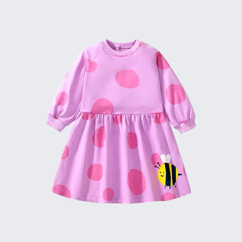 

Little buddyAutumn Girls Dress Cartoon Children's Cute Bee Long Sleeve Children's Dress