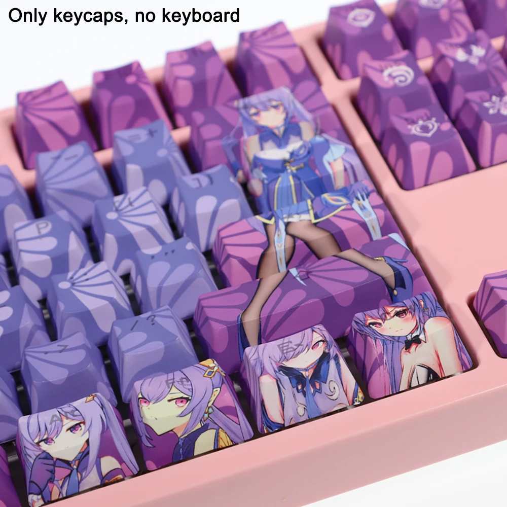 108 Keys/set Genshin Impact Keycaps Keqing Keycaps PBT Dye Subbed Keycap Cherry Anime Gaming Key Caps For ANSI 61 87 104 108 key