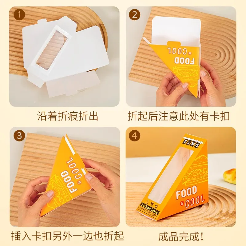 Customized. Sandwich Packing Box Transparent Special Thickened Box Sandwich Window Bread Food Packing Bag Paper