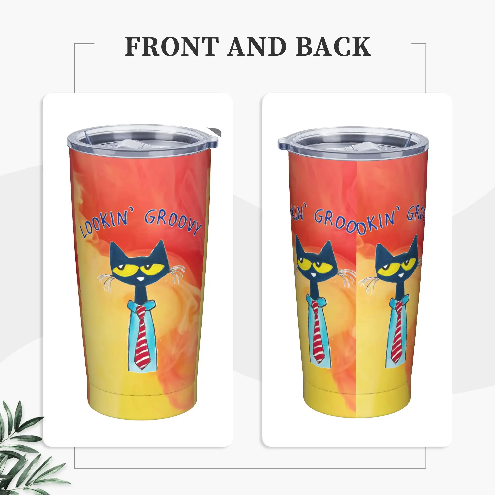 Pete the Cat  Insulated Tumbler with Lid Groovy  Vacuum Thermal Mug Outdoor Travel  Bottle Cup, 20oz