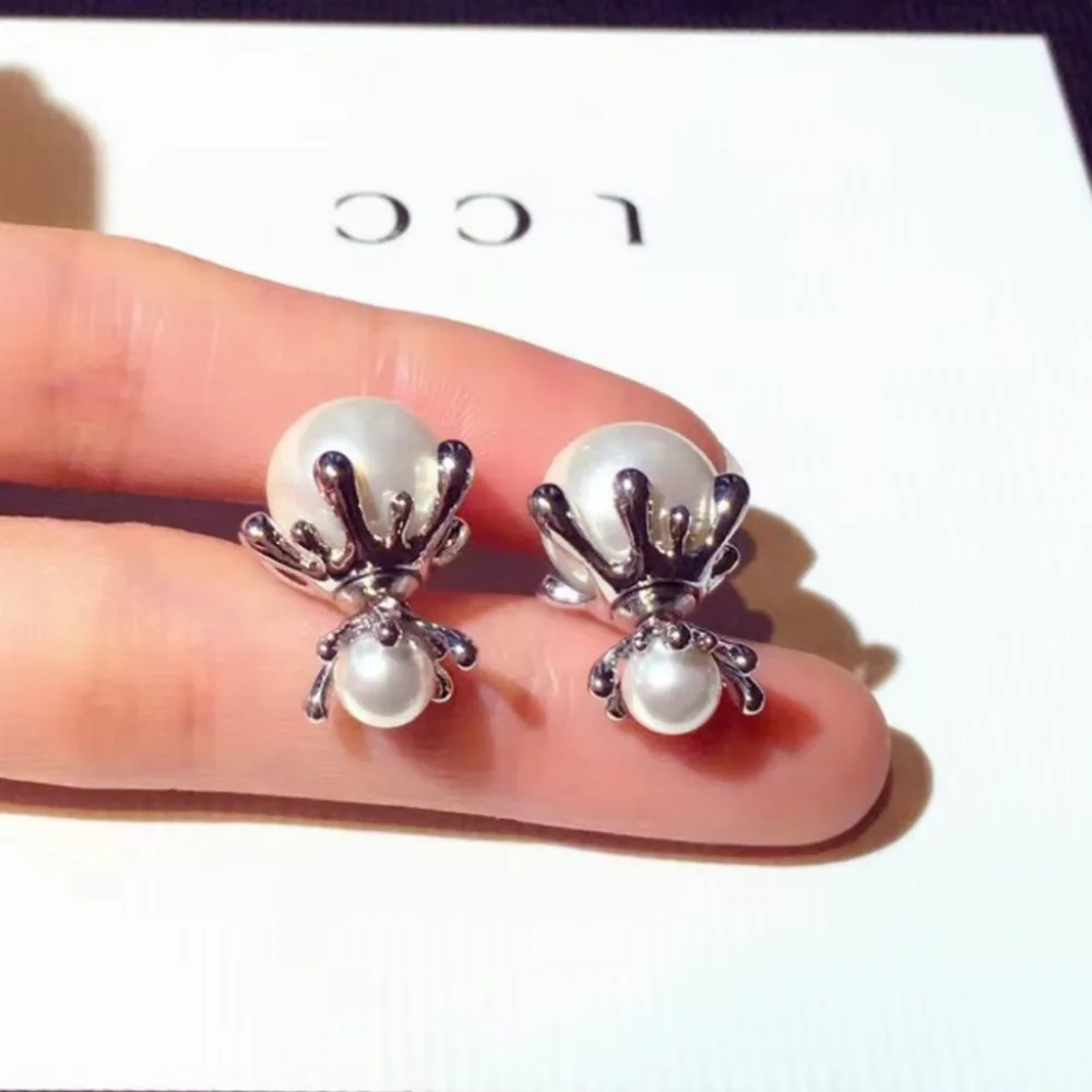 Strange and Interesting Lava Design Earrings. Can Wear Pearl Earrings on Both Sides, Designer Jewelry, Cocktail Party Jewelry
