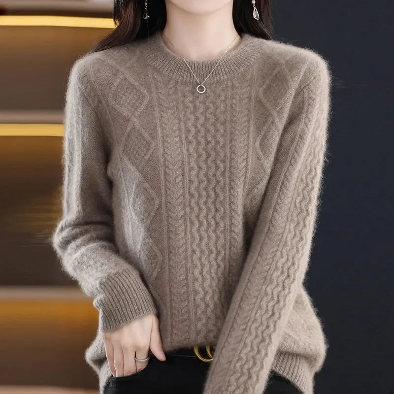 2025 Otoño Invierno mujer suéter moda coreana camisas de fondo cálido prendas de punto básicas sólido jerseys de manga larga