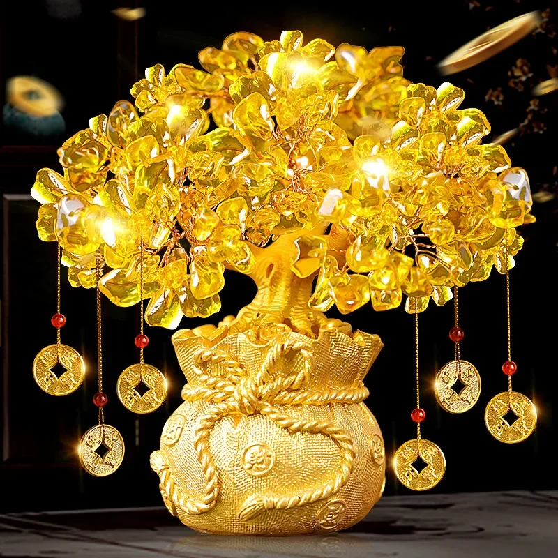 Arbre à argent Feng Shui chinois, arbre de fortune doré, décoration style bonsaï pour la chance et la prospérité, cadeaux Feng Shui