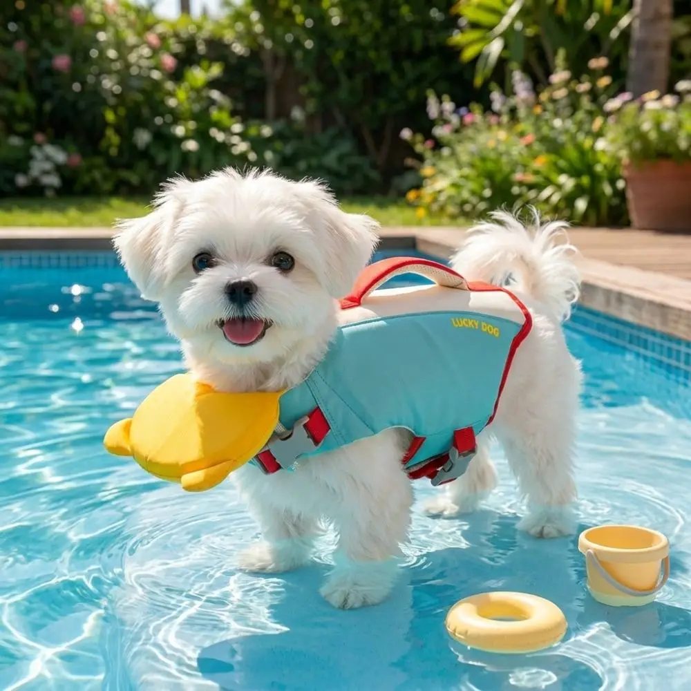 Strong Buoyancy Dog Life Jacket Waterproof Breathable Pet Life Vest Adjustable Thick Sponge Pad Dog Life Preserver Swimming view 5