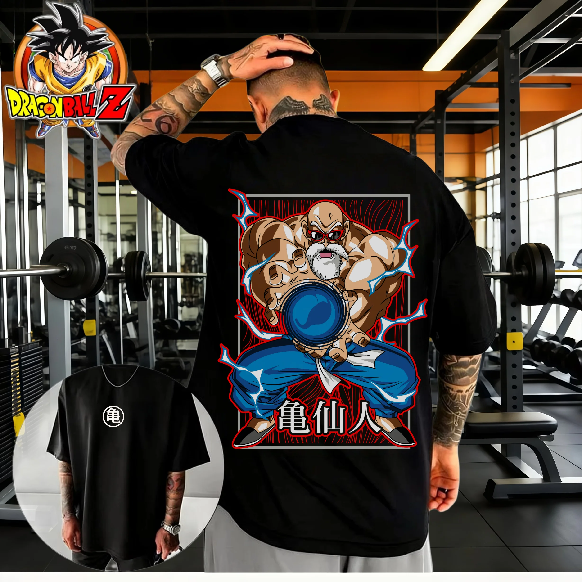 2026 Sommer Dragon Ball Übergroßes Hochwertiges 100% Baumwoll-T-Shirt mit Master Roshi Kamehameha Aufdruck Unisex Retro-Shirt für Erwachsene und Kinder