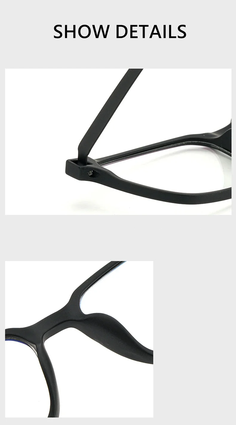 Ultraleichte, komfortable TR90-Brille für Damen, reines Titan, Retro-Quadrat-Brillengestell für Herren, Anti-Blaulicht-Brille – Detail 7