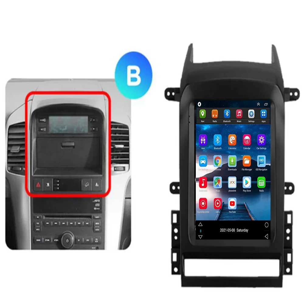 2 Din أندرويد 14 السيارات ستيريو راديو السيارة مشغل وسائط متعددة لشروليه كابتيفا 2006-2012 Carplay 4G GPS تسلا نمط